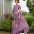 purple abstract printed sequinned pure georgette saree