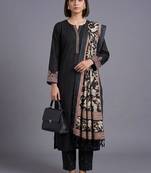 women ethnic motifs embroidered regular thread work kurta with trousers & with dupatta