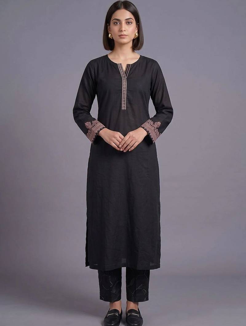 women ethnic motifs embroidered regular thread work kurta with trousers & with dupatta