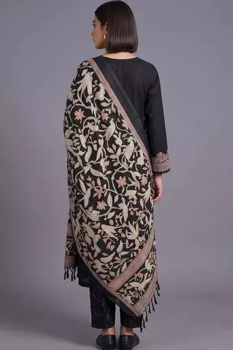 women ethnic motifs embroidered regular thread work kurta with trousers & with dupatta