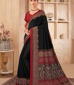 black paisley silk blend jamdani saree