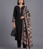 women ethnic motifs embroidered regular thread work kurta with trousers & with dupatta
