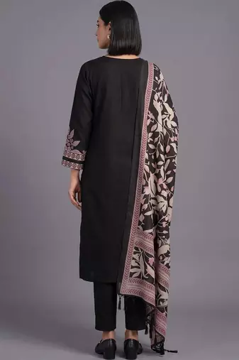 women ethnic motifs embroidered regular thread work kurta with trousers & with dupatta