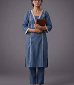 women regular thread work kurta with trousers