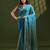 turquoise women embellished beads and stones designer saree