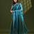 turquoise women embellished beads and stones designer saree