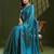 turquoise women embellished beads and stones designer saree