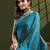 turquoise women embellished beads and stones designer saree