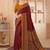 maroon floral silk blend jamdani saree