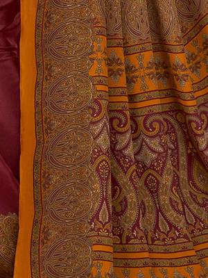 maroon floral silk blend jamdani saree 3