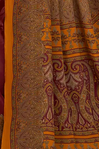 maroon floral silk blend jamdani saree