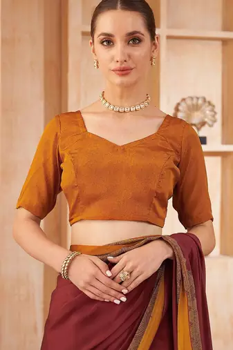 maroon floral silk blend jamdani saree