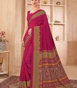 pink floral silk blend jamdani saree
