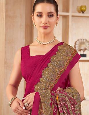 pink floral silk blend jamdani saree 2