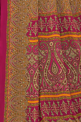 pink floral silk blend jamdani saree