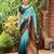 blue colourblocked sequinned saree
