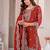 Women embroidered orange kurta with palazzo & dupatta set