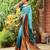 blue colourblocked sequinned saree