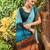 blue colourblocked sequinned saree