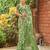 green geometric printed beads and stones pure georgette saree