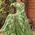 green geometric printed beads and stones pure georgette saree