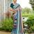 teal lehariya sequinned embellished pure georgette saree