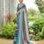 teal lehariya sequinned embellished pure georgette saree
