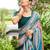 teal lehariya sequinned embellished pure georgette saree
