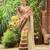beige striped sequined pure georgette saree
