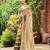 beige striped sequined pure georgette saree