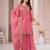 Women embroidered rani pink kurta with palazzo & dupatta set