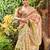 beige striped sequined pure georgette saree