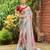 blue geometric printed beads and stones pure georgette saree