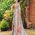 blue geometric printed beads and stones pure georgette saree