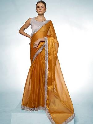 gold embellished organza saree 2