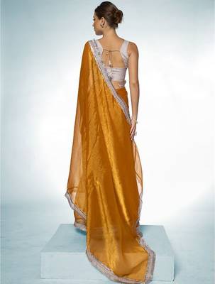 gold embellished organza saree 3