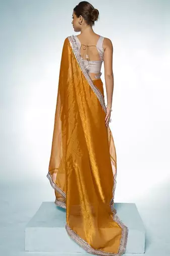 gold embellished organza saree