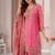 Women embroidered rani pink kurta with palazzo & dupatta set