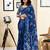 blue printed ready to wear pure cotton saree
