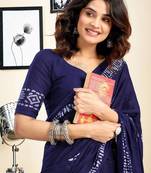 blue ethnic motifs pure cotton ready to wear saree
