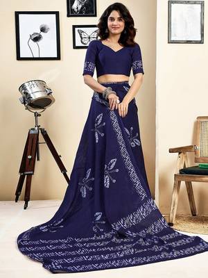 blue ethnic motifs pure cotton ready to wear saree 3