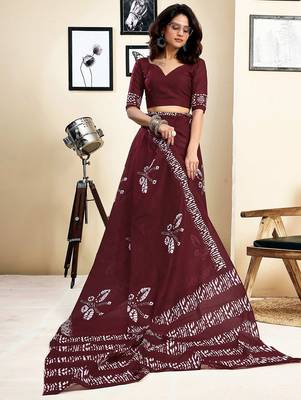 maroon ethnic motifs pure cotton ready to wear saree 3