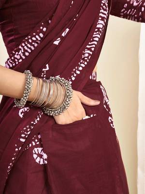 maroon ethnic motifs pure cotton ready to wear saree 5