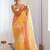 peach floral embroidered silk blend saree