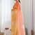 peach floral embroidered silk blend saree