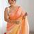 peach floral embroidered silk blend saree