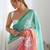 multicolor floral embroidered silk blend saree