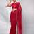 red embellished sequinned satin saree