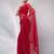 red embellished sequinned satin saree