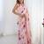 Peach floral kutchi embroidery silk blend saree
